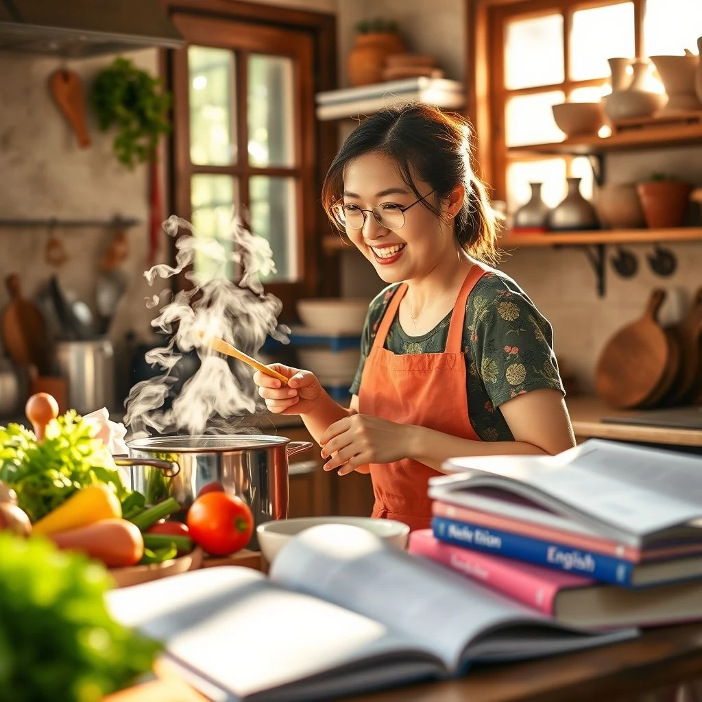 Làm chủ while she was cooking và hướng dẫn ngữ pháp đơn giản dễ hiểu