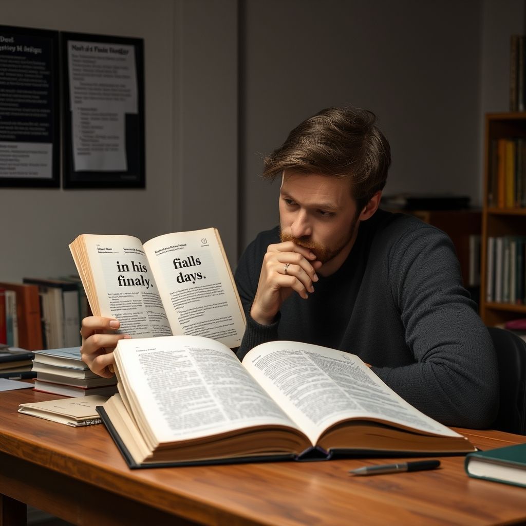 Meester worden in "in his final days" praktische grammaticagids