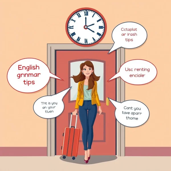 Image of a person arriving with a clock showing time, titled "when she arrived"