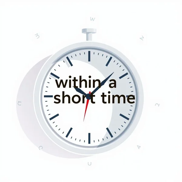 Image of a clock indicating time or fast progress with the text "within a short time"