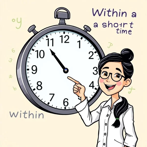 Image of a clock indicating time or fast progress with the text "within a short time"