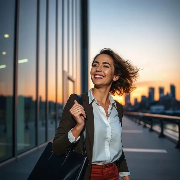 After work - een persoon die het kantoor verlaat om te ontspannen