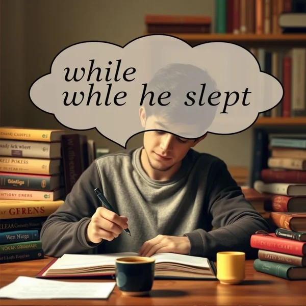 Understanding "while he slept" in English