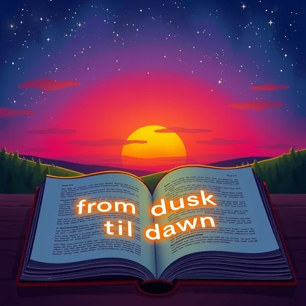 Image of a beautiful sunset transitioning to a starry night, symbolizing from dusk till dawn