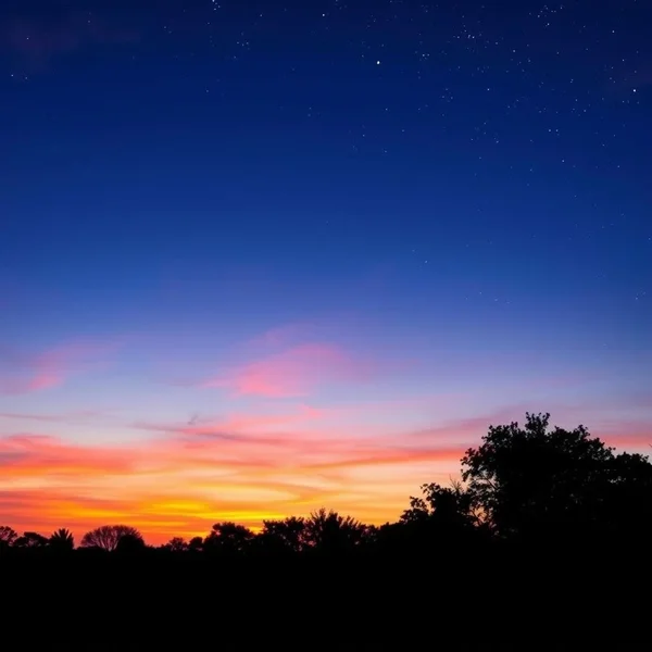 Image of a beautiful sunset transitioning to a starry night, symbolizing from dusk till dawn