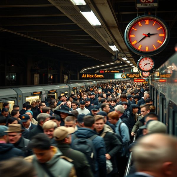 Commuters at rush hour