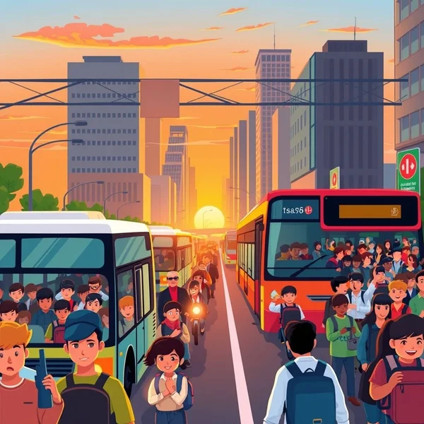 Commuters at rush hour
