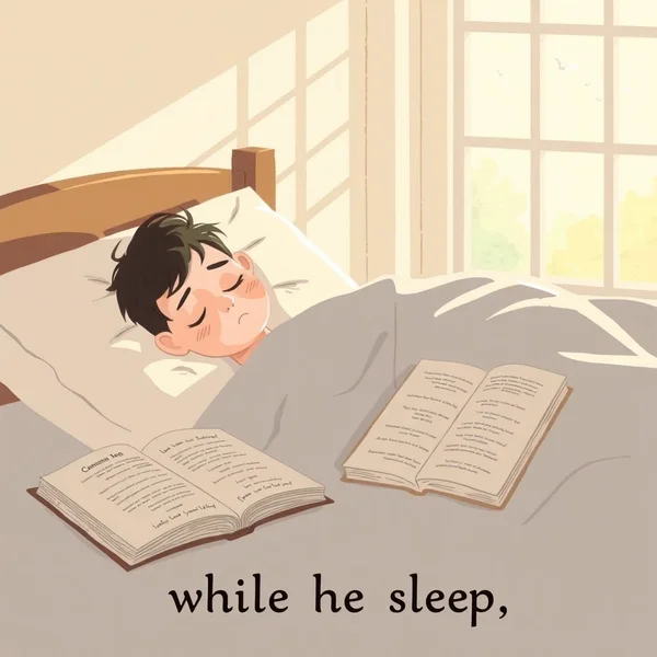 Understanding "while he slept" in English