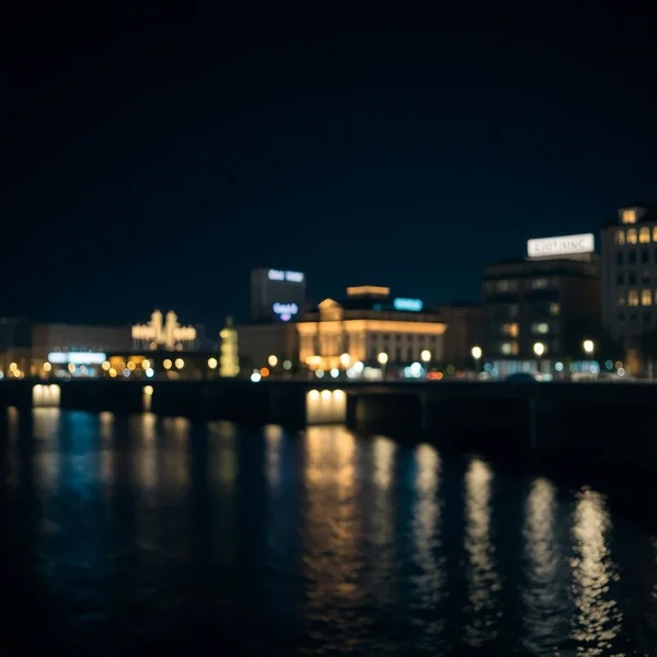 Eine Skyline mit städtischen Lichtern bei Nacht