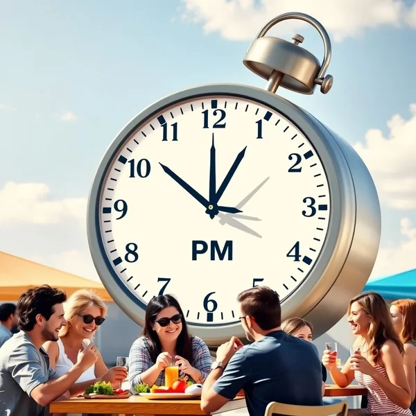 A clock showing 12:00 PM to illustrate the meaning of at noon
