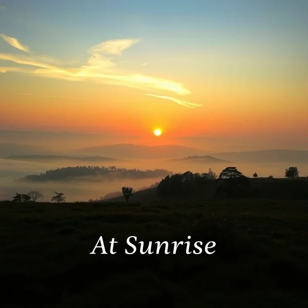 Immagine di una splendida alba su un oceano calmo, con il testo 'How to use at sunrise' sovrapposto.