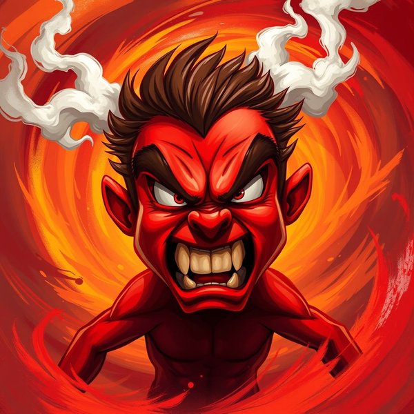 An illustration of a person who looks absolutely furious