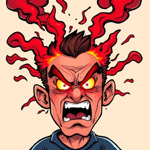 Un'illustrazione di una persona che sembra assolutamente furiosa