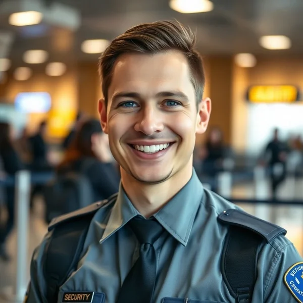 Afbeelding van een beveiligingscontrole op een luchthaven