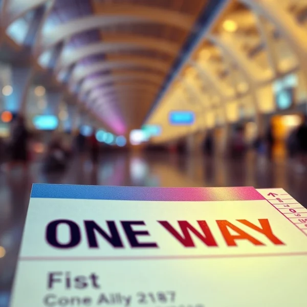 Een illustratie van een a one-way ticket voor reizen.