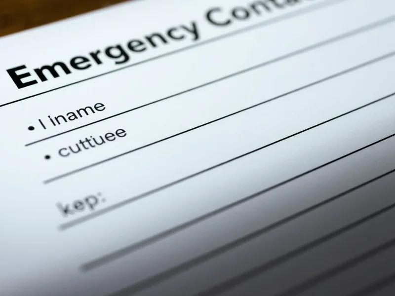 Een formulier met velden voor emergency contact information