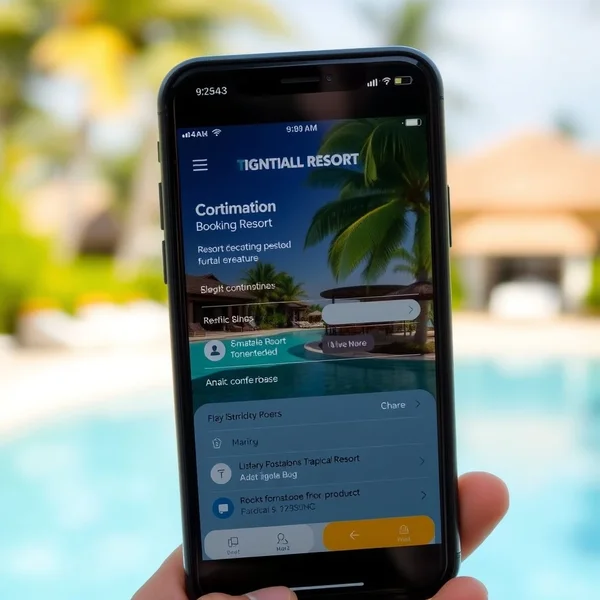 Um exemplo de uma booking confirmation em um smartphone.