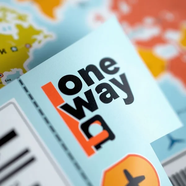 Una ilustración de un a one-way ticket para viaje.