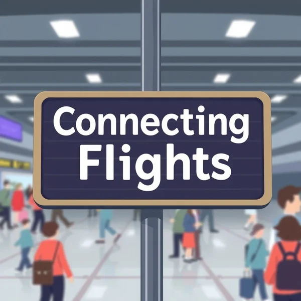 Un tabellone partenze aeroportuale che mostra a connecting flight