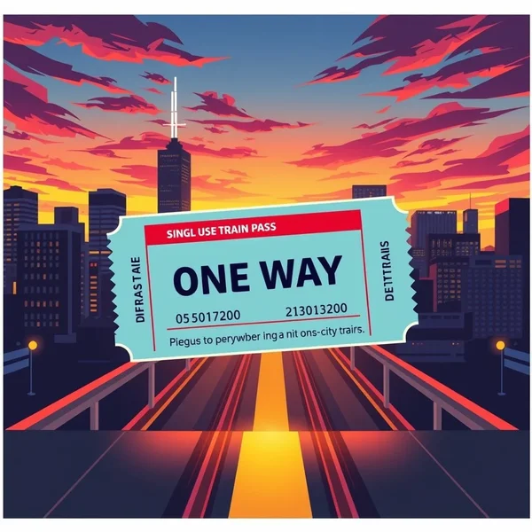 Un'illustrazione di un biglietto a one-way ticket per viaggiare.