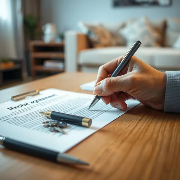 Image of a rental agreement document being signed