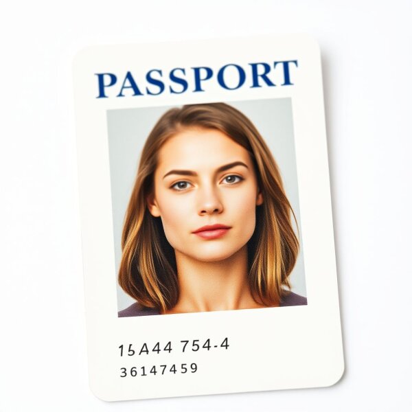 Una foto di passaporto conforme su sfondo bianco