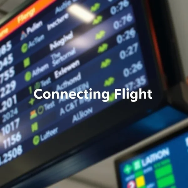 Un tableau d'affichage des départs d'aéroport montrant un connecting flight