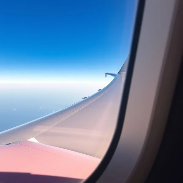Una ventana de avión que muestra una ala, ilustrando el concepto de a direct flight