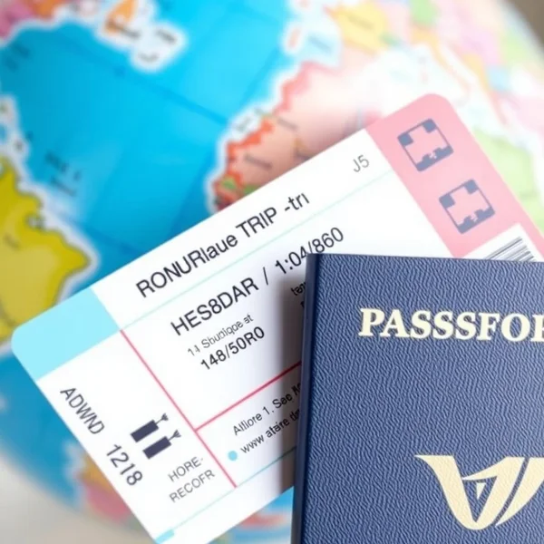 Una gráfica que muestra un ticket de ida y vuelta para viajar.