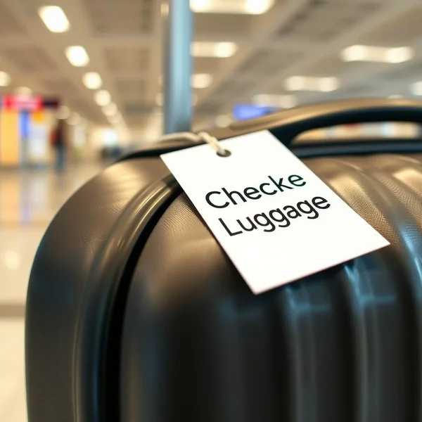 مسافر يسلم حقائبه checked luggage عند كاونتر المطار
