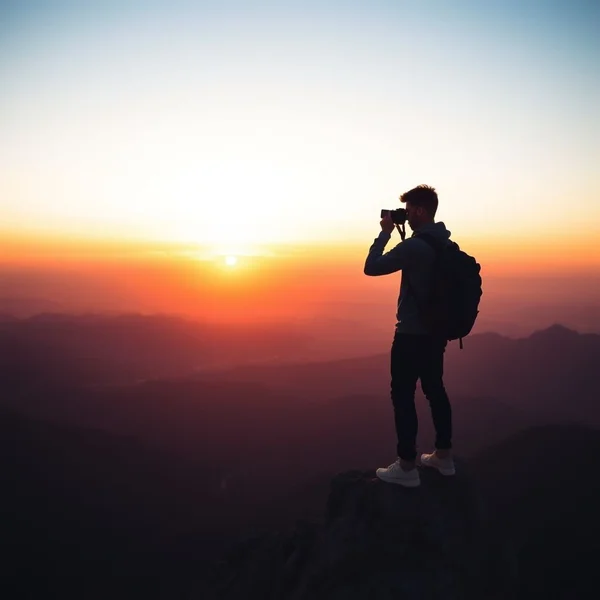 صورة لشخص يستمتع برحلة بمفرده، ينظر إلى خريطة مع خلفية ذات مناظر خلابة.