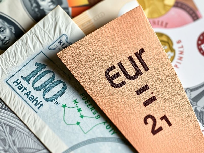 رسم يوضح عملات محلية ودولية متنوعة، ممثلة لمفهوم العملة المحلية للسفر.