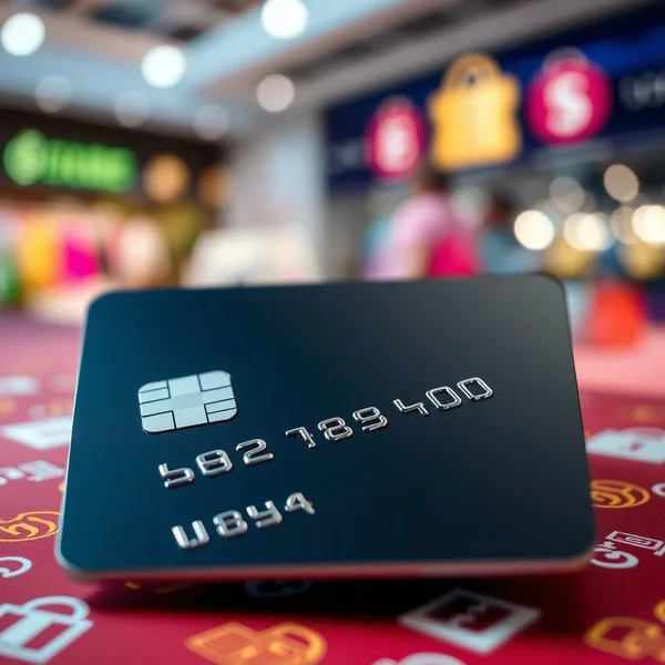 Minh họa a debit card với con chip và các số trên thẻ