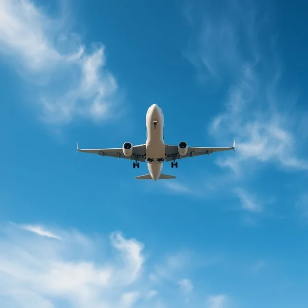 Một cửa sổ máy bay cho thấy cánh, minh họa khái niệm của a direct flight