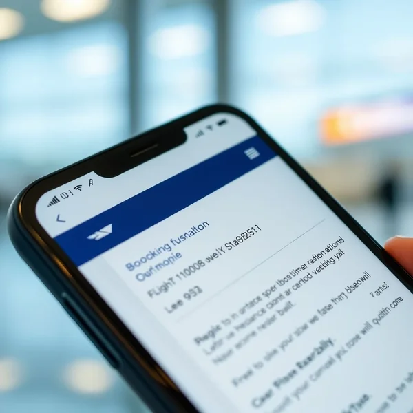 Akıllı telefonda bir a booking confirmation örneği.