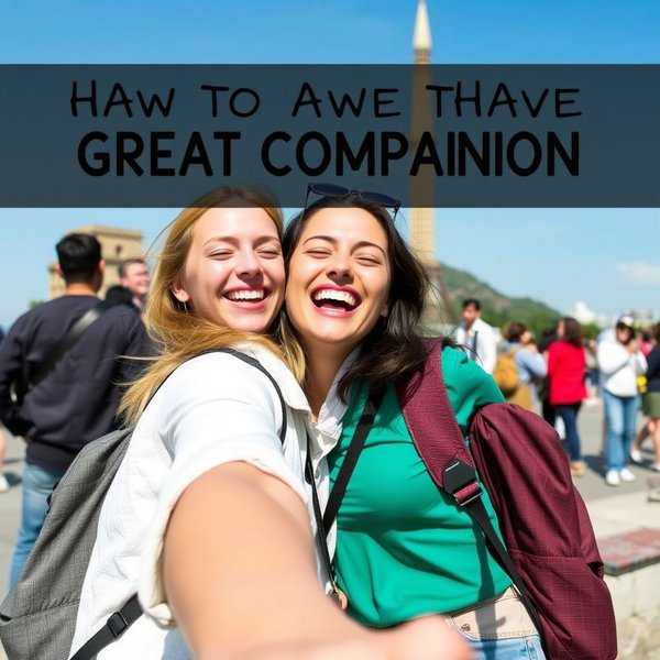 İki arkadaş haritaya bakarak, bir travel companion kavramını gösteriyor