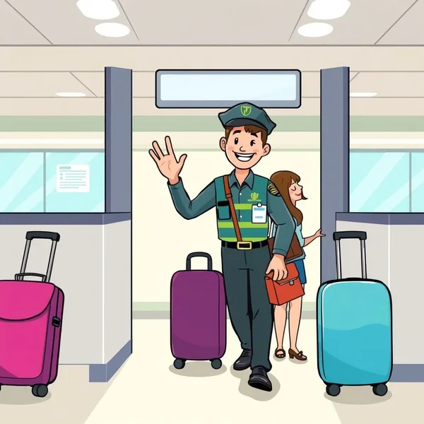 空港のセキュリティチェックのイラスト