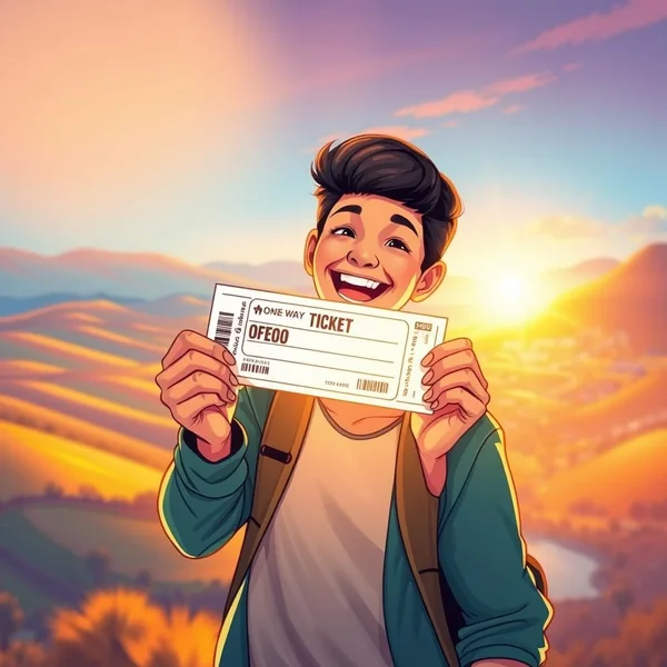旅行用のa one-way ticketのイラスト