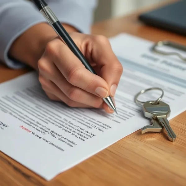 Image of a rental agreement document being signed
