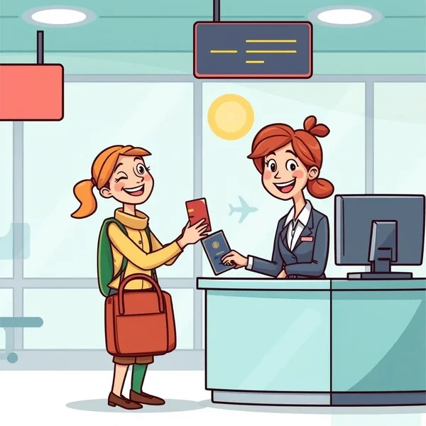 Ilustrasi dari check-in counter di bandara
