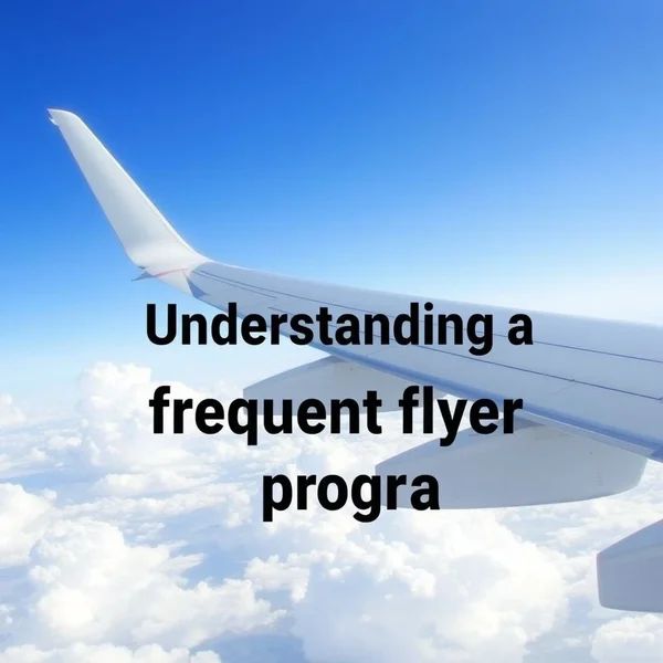Крыло самолёта с наложенным текстом: Understanding a frequent flyer program