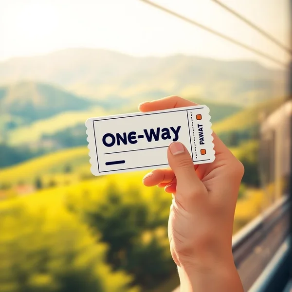 An illustration of a one-way ticket for travel.