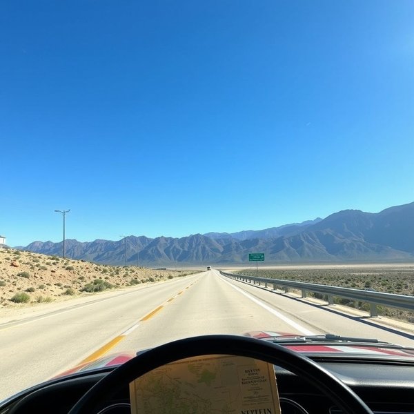 Ein Bild, das die Nominalphrase "a road trip" veranschaulicht