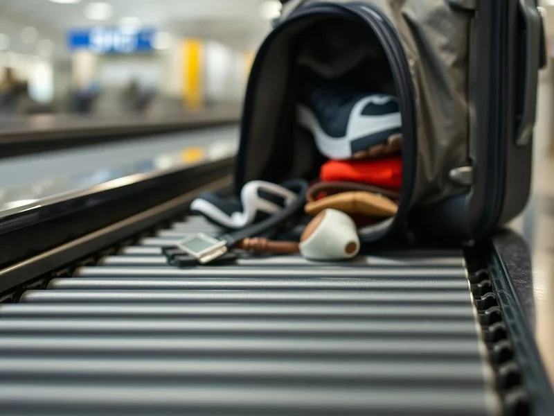 Ein Reisender übergibt sein checked luggage am Flughafenschalter