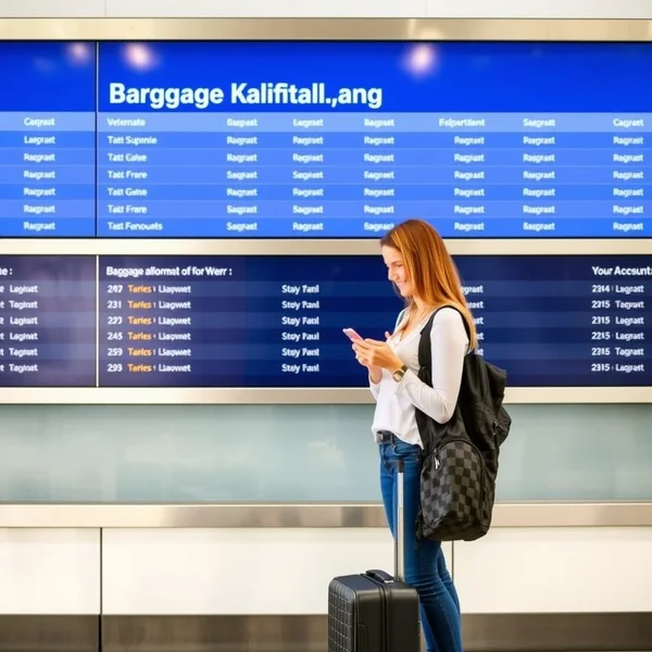 Reisender prüft die baggage allowance auf seinem Ticket