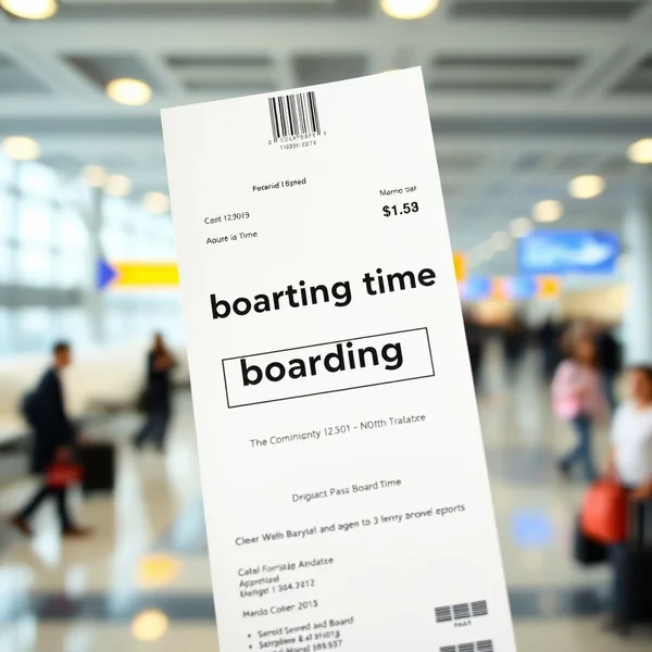 A passenger looking at their boarding pass to find the boarding time