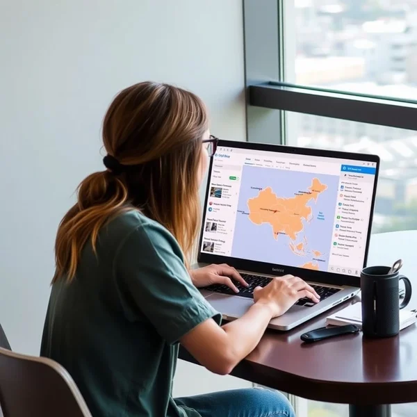 شخص ينظر إلى a travel itinerary على جهاز لوحي