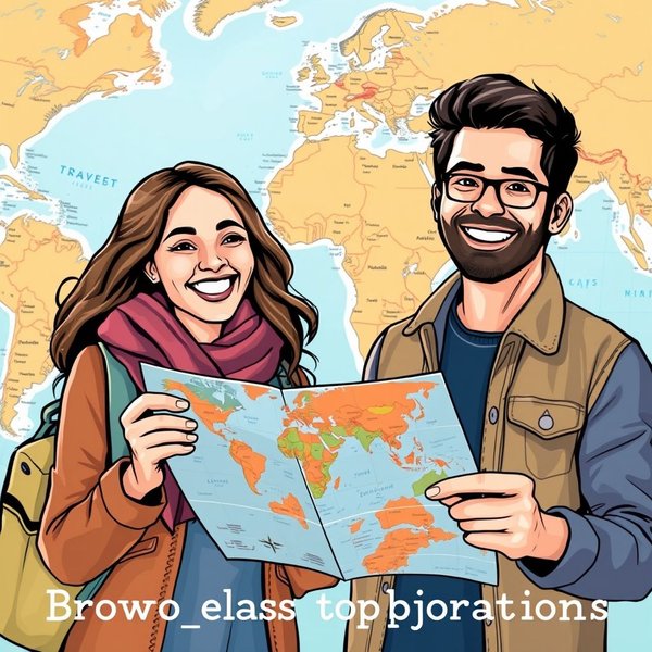 صديقان ينظران إلى خريطة، يوضحان مفهوم a travel companion