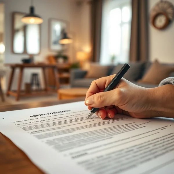 Image of a rental agreement document being signed