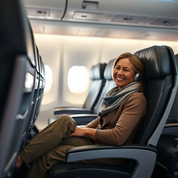 Image of an aisle seat on a plane